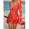image:imageGORGLITTER Womens Tie Dye Ruffle Bikini Cover Up Open Back Beach Summer Vacation CoverupsRed