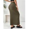 image:imageGORGLITTER Womens Trendy Bodycon Maxi Skirts Casual Boho Dressy High Waisted Elastic Waist Pencil Long Midi Skirts 2026Army Green