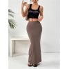 image:imageGORGLITTER Womens Trendy Bodycon Maxi Skirts Casual Boho Dressy High Waisted Elastic Waist Pencil Long Midi Skirts 2026Coffee Brown