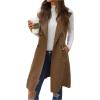 image:imageGORGLITTER Womens Western Long Blazer Vest Sleeveless Cowgirl Trendy Fashion Casual Business Casual Work Trench CoatCoffee Brown