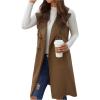 image:imageGORGLITTER Womens Western Long Blazer Vest Sleeveless Cowgirl Trendy Fashion Casual Business Casual Work Trench CoatCoffee Brown