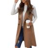 image:imageGORGLITTER Womens Western Long Blazer Vest Sleeveless Cowgirl Trendy Fashion Casual Business Casual Work Trench CoatKhaki