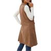 image:imageGORGLITTER Womens Western Long Blazer Vest Sleeveless Cowgirl Trendy Fashion Casual Business Casual Work Trench CoatKhaki