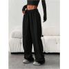 image:imageGORGLITTER Womens Wide Leg Joggers Sweatpants Baggy Y2k Elastic Waist Straight Leg Flared Loose Track Pants BottomsBlack