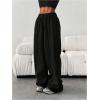 image:imageGORGLITTER Womens Wide Leg Joggers Sweatpants Baggy Y2k Elastic Waist Straight Leg Flared Loose Track Pants BottomsBlack