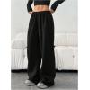 image:imageGORGLITTER Womens Wide Leg Joggers Sweatpants Baggy Y2k Elastic Waist Straight Leg Flared Loose Track Pants BottomsBlack
