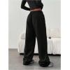 image:imageGORGLITTER Womens Wide Leg Joggers Sweatpants Baggy Y2k Elastic Waist Straight Leg Flared Loose Track Pants BottomsBlack