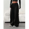 image:imageGORGLITTER Womens Wide Leg Joggers Sweatpants Baggy Y2k Elastic Waist Straight Leg Flared Loose Track Pants BottomsBlack