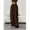 image:imageGORGLITTER Womens Wide Leg Joggers Sweatpants Baggy Y2k Elastic Waist Straight Leg Flared Loose Track Pants BottomsCoffee Brown