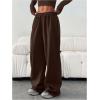 image:imageGORGLITTER Womens Wide Leg Joggers Sweatpants Baggy Y2k Elastic Waist Straight Leg Flared Loose Track Pants BottomsCoffee Brown