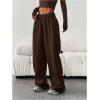 image:imageGORGLITTER Womens Wide Leg Joggers Sweatpants Baggy Y2k Elastic Waist Straight Leg Flared Loose Track Pants BottomsCoffee Brown