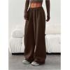 image:imageGORGLITTER Womens Wide Leg Joggers Sweatpants Baggy Y2k Elastic Waist Straight Leg Flared Loose Track Pants BottomsCoffee Brown