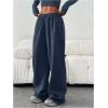 image:imageGORGLITTER Womens Wide Leg Joggers Sweatpants Baggy Y2k Elastic Waist Straight Leg Flared Loose Track Pants BottomsDusty Blue