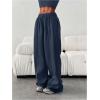image:imageGORGLITTER Womens Wide Leg Joggers Sweatpants Baggy Y2k Elastic Waist Straight Leg Flared Loose Track Pants BottomsDusty Blue