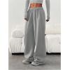 image:imageGORGLITTER Womens Wide Leg Joggers Sweatpants Baggy Y2k Elastic Waist Straight Leg Flared Loose Track Pants BottomsGrey
