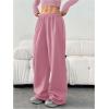 image:imageGORGLITTER Womens Wide Leg Joggers Sweatpants Baggy Y2k Elastic Waist Straight Leg Flared Loose Track Pants BottomsPink