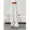 image:imageGORGLITTER Womens Wide Leg Joggers Sweatpants Baggy Y2k Elastic Waist Straight Leg Flared Loose Track Pants BottomsWhite