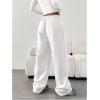 image:imageGORGLITTER Womens Wide Leg Joggers Sweatpants Baggy Y2k Elastic Waist Straight Leg Flared Loose Track Pants BottomsWhite