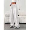 image:imageGORGLITTER Womens Wide Leg Joggers Sweatpants Baggy Y2k Elastic Waist Straight Leg Flared Loose Track Pants BottomsWhite