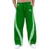 image:imageGORGLITTER Mens Baggy Wide Leg Sweatpants Y2K Striped Side Drawstring Waist Barrel Track Pants with PocketsGreen