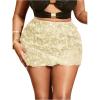 image:imageGORGLITTER Womens 3D Floral Mini Skirt Appliques High Waist Sexy Elegant Holiday Party Club Evening Short SkirtsApricot