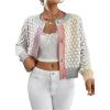 image:imageGORGLITTER Womens Button Up Colorful Cropped Cardigan Fall Clothes Cute Trendy 2025 Knit Tweed Sweater JacketMulticolor Blue and Pink
