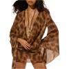 image:imageGORGLITTER Womens Cowl Neck Leopard Mini Dress Y2k Draped Mesh Sheer Cover Up Dresses Summer Vacation OutfitCoffee Brown
