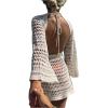 image:imageGORGLITTER Womens Crochet Backless Swimsuit Coverup Dress Long Sleeve Bikini Bathing Suit Swim Suits Beach Cover UpsApricot