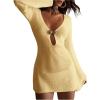 image:imageGORGLITTER Womens Crochet Dress Swimsuit Coverup Long Sleeve Bikini Bathing Suit Swim Suits Beach Cover Ups SwimwearYellow
