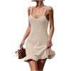 image:imageGORGLITTER Womens Crochet Knit Mini Dress Summer Vacation Sexy Beach Miami Resort Outfits Swim Cover Up DressesApricot