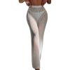 image:imageGORGLITTER Womens Crochet Swimsuit Bathing Suit Beach Cover Up Pants Sheer Swim Coverups Pants Bottom Vacation OutfitsWhite