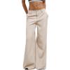 image:imageGORGLITTER Womens Dress Pants Low Rise Wide Leg Trousers Business Casual Work Dressy Low Waisted Straight Slacks PantsSolid Beige