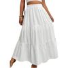 image:imageGORGLITTER Womens Flowy Maxi Skirts Boho Ruffle Tiered Long Skirt Y2k Going Out OutfitsPure White