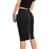image:imageGORGLITTER Womens Full Length Back Zipper Pencil Skirt Slit High Waist Stretchy Knee Length SkirtBlack