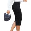 image:imageGORGLITTER Womens High Waisted Bodycon Skirt Tummy Control Pencil Midi Skirt with Back SlitBlack