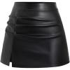 image:imageGORGLITTER Womens Leather Mini Skirt Ruched Split Hem High Waisted Hip Wrap Party Club Bodycon SkirtsBlack