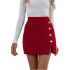 image:imageGORGLITTER Womens Metal Split Mini Skirt High Waisted Dressy Elegant A Line Short Concert Going Out SkirtsRed