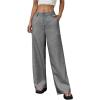 image:imageGORGLITTER Womens Plaid Low Rise Trousers Dress Pants Casual Loose Pants Baggy Flannel Gingham Wide Leg PantsMedium Grey