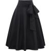 image:imageGORGLITTER Womens Pleated Midi Skirts Bow Fall Casual High Waisted Faldas Belted A Line Work Flowy Skirts Office 2025Black