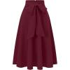 image:imageGORGLITTER Womens Pleated Midi Skirts Bow Fall Casual High Waisted Faldas Belted A Line Work Flowy Skirts Office 2025Burgundy