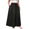 image:imageGORGLITTER Womens Plus Size Maxi Skirt Dressy Casual Pleated High Waisted A Line Long Skirts with PocketsBlack