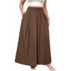 image:imageGORGLITTER Womens Plus Size Maxi Skirt Dressy Casual Pleated High Waisted A Line Long Skirts with PocketsKhaki
