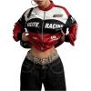 image:imageGORGLITTER Womens Race Car F1 Jacket Y2k Racing Motorcycle Oversized Graphic Varsity Zip Up Lightweight Jackets StreetwearRed