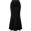 image:imageGORGLITTER Womens Ruched Bodycon Maxi Skirt High Waisted Fishtail Pencil Long Winter Skirts Fall Trendy 2025Dark Black