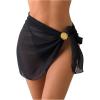 image:imageGORGLITTER Womens Sheer Mesh Cover Up Skirt Tie Side Wrap Metal Beach Coverups SwimsuitBlack