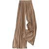 image:imageGORGLITTER Womens Silk Satin Wide Leg Pants Dressy Flowy Pleated Trousers Business Casual Work Palazzo Pants CasualBrown