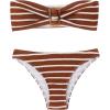 image:imageGORGLITTER Womens Strapless Bandeau Swimsuit High Waisted Thong Textured Bikini Set Bathing SuitBrown