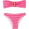 image:imageGORGLITTER Womens Strapless Bandeau Swimsuit High Waisted Thong Textured Bikini Set Bathing SuitHot Pink a