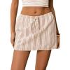 image:imageGORGLITTER Womens Striped Mini Drawstring Skirt Tie Front Coquette Skirts with PocketsWhite and Brown