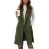 image:imageGORGLITTER Womens Western Long Blazer Vest Sleeveless Cowgirl Trendy Fashion Casual Business Casual Work Trench CoatArmy Green